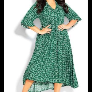 Avenue Valerie Green floral dress